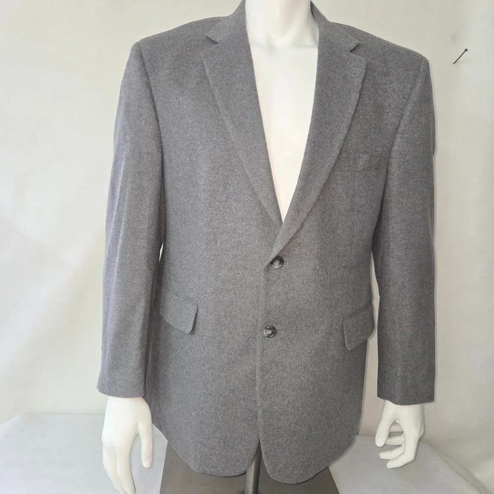 Jos‎ A Bank Mens Wool Silk Blend Charcoal Gray Blazer Sport Coat Size 44S Jacket